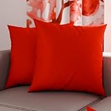 PETTI Artigiani Italiani – 2er-Set Kissenbezüge 40x40 cm aus Mikrofaser, Zierkissenbezüge für Schlafzimmer & Sofa, Uni Rot, 100 % Made in Italy