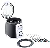 Rosenstein & Söhne Mini Fritteuse: Kompakte Tisch-Fritteuse mit Fondue-Set, 0,9 Liter, 840 Watt (Mini Friteuse, Tischfriteuse, Kochgeschirr)