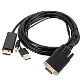 XAGMODSHN Tragbares VGA-auf-DisplayPort-Adapterkabel, VGA-Analog-Signal auf DP, mehrfach geschirmte Kupferkernkabel