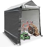 WIELS® Geräteschuppen 170x240x213cm 8,7 m³, Gartenhaus, Fahrradgarage, Fahrradschuppen, Motorradgarage, Folie Werkzeugschuppen, Zeltgarage, Werkzeugzelt (Anthrazit, 240x170x227cms)