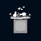 Lichtschaltertattoo Lichtschalteraufkleber Lichtschaltersticker Wandtattoo Wandbild Gänse mit Schmetterlingen auf Wiese fluoreszierend M1883