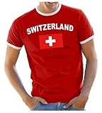 Coole-Fun-T-Shirts Herren T-Shirt Schweiz - Switzerland fußball, rot Ringer Gr.M
