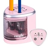 tenwin Elektrischer Bleistiftspitzer, Doppelloch-Batteriespitzer für 6-12mm No.2/Buntstifte, langlebige Klinge zum schnellen Anspitzen, geeignet für Schule/Klassenzimmer/Büro/Haus, Rosa