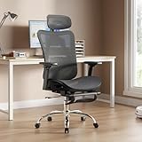 Ergonomischer Bürostuhl, Netz-Bürostuhl mit verstellbarer Lendenwirbelstütze, SGS Klasse 4 Gaszylinder-Zertifizierung, Schwarz