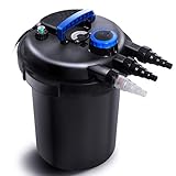 COSTWAY Druckteichfilter 10000 L/H, Teichfilter mit integrierter Rückspülfunktion, Teich Druckfilter mit 11W UVC, Wasserfilter 51x38x38cm geeignet für Teiche bis zu 15000 Liter