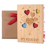 WINKIO Geburtstagskarte Holz, Hochzeitskarte aus Bambus mit Umschlag, Kreative GrußKarte, Valentinstag Karte, Geschenk für Frau MäNner Freundin Familie - IT'S YOUR DAY