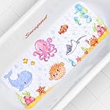 Secopad Baby Badewannenmatte für Badewanne, 100x40 cm rutschfeste Cartoon Badewannen Duschmatte für Kinder, Anti-Rutsch Badewannenmatte mit Saugnäpfen, Maschinenwaschbar, Pink Octopus