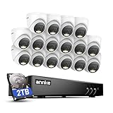 ANNKE 1080P Kabelgebundenes Überwachungskamera Aussen Set Set mit Audio, 16 Kanal 3K Lite DVR mit 16x 2MP Kameras mit Dual-Licht, Farb-Nachtsicht, Mensch-/Fahrzeugerkennung, IP67, 1TB Festplatte