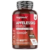 Apfelessig Kapseln - 1860mg Apfelwein Essig Komplex aus Muttersaft, Kurkuma, Ingwer, Cayennepfeffer - 2 Mrd. KBE Bakterienstämme - 180 Kapseln für 2 Monate - Apple Cider Vinegar Capsules - WeightWorld