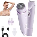 WIYETY Damenrasierer Elektrisch 2-in-1: Dual-Head Intimrasierer für Frauen, Bikini Trimmer, Wasserdicht Nass- und Trockenrasierer für Gesicht Körper Bein Bikini, Lila