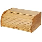 DUMRALBQE Brotkasten Natürliche Holzbrotbox Bambus Roll Top Bread Box zur Aufbewahrung Frisch halten