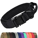 Joytale Taktisches Hundehalsband mit Griff Halsband Hund 3.8 cm Breit Hundehalsband für Mittelgroße Hunde Verstellbar aus Nylon, Schwarz, M