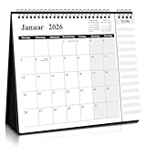 SKYDUE Tischkalender 2025 2026, Kalender Von Jul. 25 Bis Dez. 26, 2026 Tischkalender Zum Aufstellen, Monatskalender 2025 Mit Monatsansicht Abreißbarer Liste,27x23x7.8cm, Kalender Schuljahr (Schwarz)