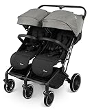 babyGO Geschwisterbuggy GOTWICE - Geschwisterkinderwagen/Geschwisterwagen für Kinder - Zwillingskinderwagen/Zwillingswagen für 2 Kinder - Grau