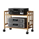 Modernes Bambus-Audio-Regal mit verstellbaren Regalen und beweglichem Komponentenregal, offenes Ende, Stereo-Schrank für Home-Entertainment-System (2 Etagen, 70 x 38 x 53 cm)
