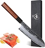 Dragon Creek 18cm Santoku japanisches Küchenmesser, Professionelles Kochmesser, multifunktional,Scharfe, hochwertige Fleischmesser,Holzgriff mit Geschenkbox, asia messer für Familie und Freund