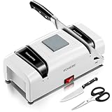 Elektrischer Messerschärfer 5 in 1, Messerschleifer mit 15 Grad und 2 Magnetischen Chipsammlern, 100% Diamant-Schleifmitteln für Doppelter Küchenmessern aus Stahl, Schere, Schlitzschraubendreher