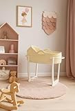 Generisch Moseskorb, Babybett, Geflochtener Babykorb mit Holzständer, Weiß, Tragbarer Stubenwagen, Beistellbett
