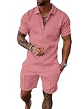 AXEBHPED Herren Poloshirts Kurzarm Set Sommer Casual Man Shorts Trainingsanzug Outfits Revers T-Shirts, Kz-p3018, M