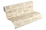 A.S. Création Best of Wood`n Stone Vliestapete mit Steinmotiv 0,53 x 10,05 m – Creme, Beige – Steintapete Made in Germany – 355802