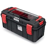 Kistenberg Werkzeugkiste Werkzeugkoffer Werkzeugkasten Werkstattkiste Toolbox Organizer im Deckel mit Boxen und Trennwänden, wasser- /staubdicht, Kunststoff S-Block Pro Abmessungen: 650 x 280 x 280 mm