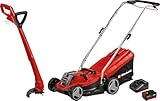 Einhell Power X-Change 18/33 Akku-Rasenmäher & Rasentrimmer Set - GE-cm 18/33 Li Akku Rasenmäher mit Akku und Ladegerät + Rasentrimmer GC-CT 18/24 P Li Set mit 20 Ersatzklingen