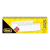 Idena 11160 - Tischkalender 2025 quer im Format 29,8 x 10,5 cm, pro Woche 2 Seiten, Schreibtischkalender mit Jahresübersicht und Spiralbindung