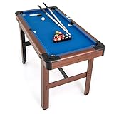 HOMASIS Mini Billardtisch, Billiard Tisch mit 2 Queues 2 Kreiden 16 Bällen Dreieck & Bürste, Tischbillard für Bar & Party, Pool-Billardtische Billard-Spiel für Kinder & Erwachsene, 122x61x76cm (Blau)