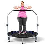 CLORIS 101,6 cm faltbares Fitness-Trampolin – maximale Belastung 400lb, Mini-Rebounder mit verstellbarem Schaumstoffgriff für Kinder und Erwachsene, Indoor/Outdoor, Fitness, Körperübung (Blau-2)