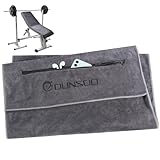 DUNSOO Fitness Handtuch I 120x50cm I Mikrofaser Sporthandtuch mit Reißverschlusstasche für Fitnessstudio und Training I Gym Handtuch (Dunkelgrau)