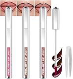 3PCS Peel Off Lip Liner Stain, 3 Farben Lipliner Wasserdichter Peel Off Matte Finish Lippenfleck,Langanhaltender Abziehbarer Lippenfleck, Highly Pigmented Lip Tint Stain für Frauen Pralle Lippen