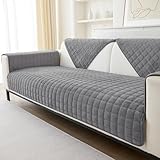 Flanell Sofabezug 1 2 3 4 Sitzer Sofabezüge Couch Überzug L Form Ecksofa Sofa Couch Überwurfdecke, Sofahusse Sofaüberwürfe rutschfest Sofa Abdeckung (Dary Gray, 90 * 160cm Stückweise Verkauft)
