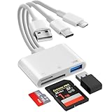 Multifunktionaler Memory SD Kartenleser für iPhone Lightning/USB-C/USB-A Devices – SD & Micro SD Speicherkartenleser mit USB OTG Anschluss, Kamera SD Kartenleser Supports SD/Micro SD/SDHC/SDXC/MMC
