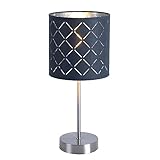 GLOBO LIGHTING LED Nachttischleuchte Textil grau Tischleuchte Beistellleuchte Tischlampe Stoffschirm silber, Nickel matt metallic, 3W 250lm warmweiß, DxH 15x35 cm