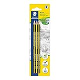 STAEDTLER Bleistift Noris (hohe Bruchfestigkeit, ergonomische Dreikantform, rutschfeste Soft-Oberfläche, Wopex-Material, Härtegrad HB, Köcherpackung, 183-HBBK3)