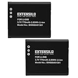 EXTENSILO 2X Akku kompatibel mit Ricoh WG-5 GPS, WG-4 GPS, WG-2, WG-4, WG-6, WG-70, WG-20, WG-60 Kamera (770 mAh, 3,7 V, Li-Ion)