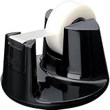 tesafilm Tischabroller Compact - Klebebandspender mit Anti-Rutsch-Boden für sicheren Halt - inkl. 1 Rolle tesafilm invisible 33 m x 15 mm - Schwarz