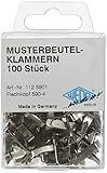 Wedo 1125901 Musterbeutelklammern (Flachkopf 590-4 in SB-Klarsichtdose, 100 stück) silber