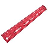 transotype Schneidelineal, 30 cm lang, Lineal aus eloxiertem Aluminium in knalligem Rot, rutschfest, robust, mit Schneidekante