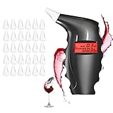 Mr.Twinklelight Alkoholtester Polizeigenau, Professioneller Alkoholtester mit 30 Mundstücke, Promilletester tragbarer mit Digitaler LCD Bildschirm für Privaten Professionellen Gebrauch zu Hause