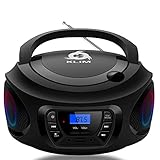 KLIM Boombox Radio mit CD Player - NEU 2024 - FM-Radio, CD Player, Bluetooth, MP3, USB, AUX - Inklusive wiederaufladbaren Akkus - Kabelgebundene und kabellose Modi - Kompakt und robust (Schwarz)
