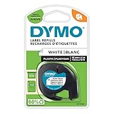 DYMO Original LetraTag Etikettenband| schwarz auf weiß | 12 mm x 4 m | selbstklebendes Kunststoff Schriftband | für LetraTag-Beschriftungsgerät