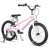 Glerc Kinderfahrrad 18 Zoll Fahrrad mit Stützrädern & Flaschenhalter für 6 7 8 9 10 Jahre alte Jungen und Mädchen, Rosa