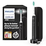 Philips Sonicare 3100 elektrische Zahnbürste, Schallzahnbürste, Andruckkontrolle und Timer, Reiseetui, Schwarz, HX3673/14