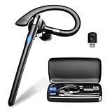 Headset mit Mikrofon USB Bluetooth 6.1 Kabellos Kopfhörer 180 Std Bereitschaftszeit Freisprech Handy Ohrhörer 1,5 Std Schnellladung LED Ladebox Zwei-Geräte-Verbindung für Autofahren/Business/Büro