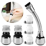 3 Stück Flexibler Wasserhahnbelüfter, 360° Wasserhahn Aufsatz Schwenkbar, Wassersparer für Wasserhahn mit Düsenadapter, Luftsprudler Wasserhahn Verlängerung für Küche, Bäder, Waschbecken (2 Modelle)