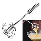 Feeziloe Schneebesen, Hand Push Schneebesen Mixer Edelstahl Eierschlägel Milchaufschäumer Rotierender Push Mixer Rührer zum Rühren, Schlagen, Rühren