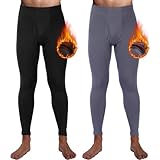 Hestya 2 Herren Thermounterhose Baselayer-Hose für Kaltes Wetter Winterunterwäsche mit Fleecefutter (Schwarz, Dunkelgrau, XXL)