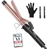 BESTOPE PRO 25mm Lockenstab, Keramik-Welleneisen für Haare mit Negativen Ionen, 8 Einstellbaren Temperaturen, 30S - Schnelles Aufheizen, 60Min Auto - Abschaltung, Handschuh, 2 Klammern, Roségold
