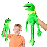 Handpuppe Frosch, Frog Handpuppe 60 cm, Plüsch Frosch Handpuppen für Kinder, Frog Plüschtier, Kuscheltier mit beweglichem Mund, Tierhandpuppe für Puppentheater und Lernspiel, Grün